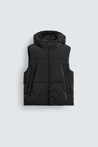 RUBBERISED PUFFER GILET - Black by Zara