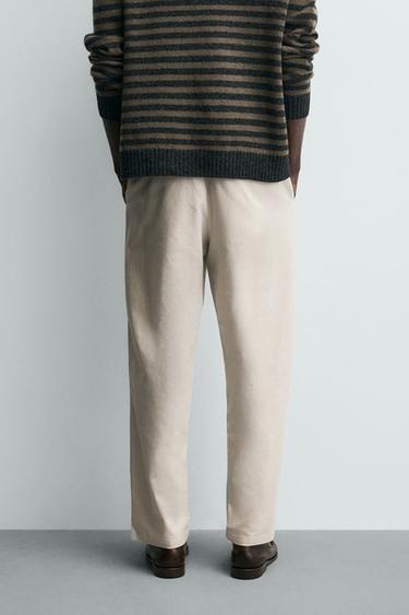 PANTALON DÉCONTRACTÉ EN MÉLANGE DE COTON - Gris perle de Zara - Image 2