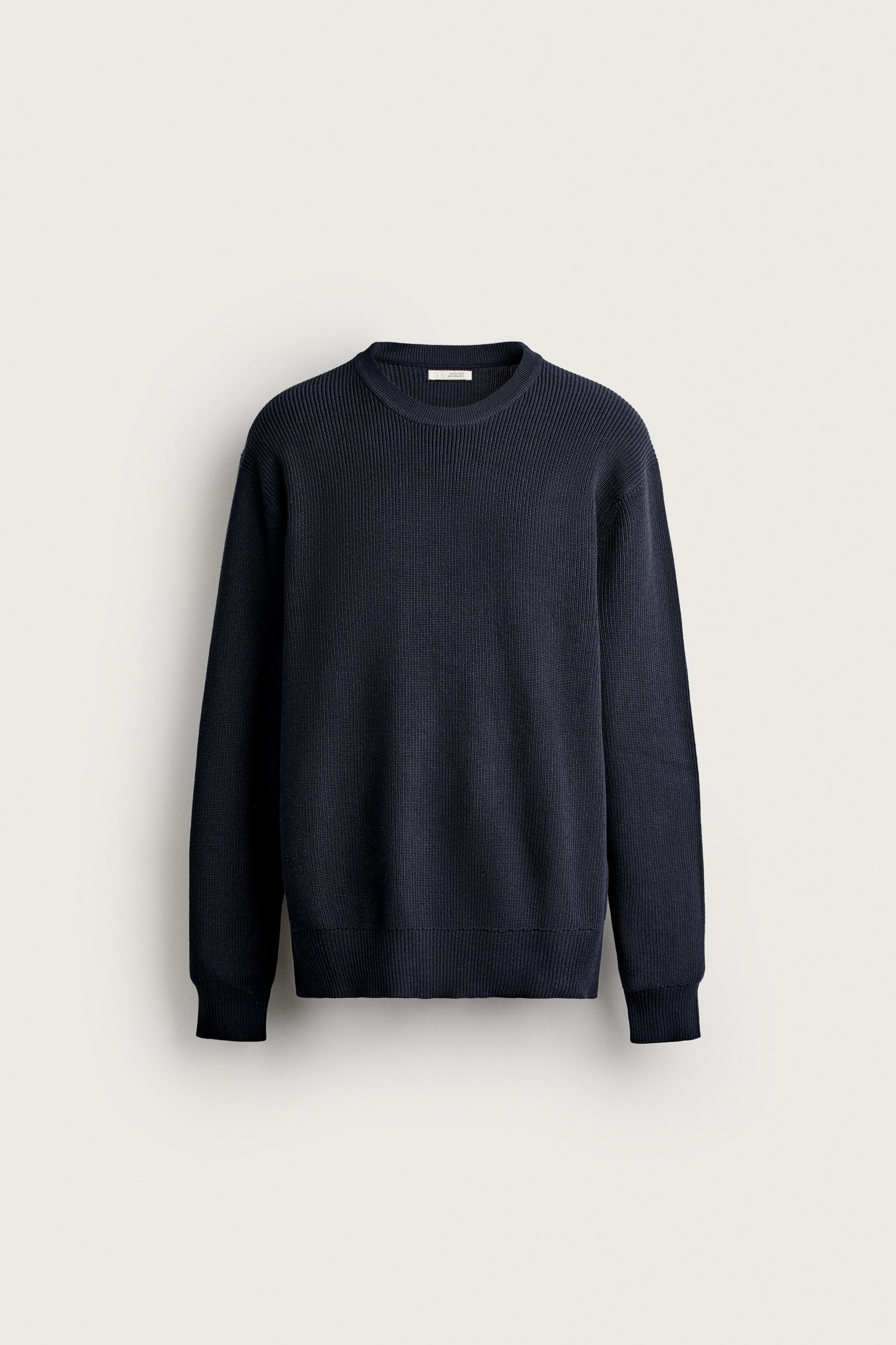 REGULAR FIT KNIT SWEATER — Navy blue