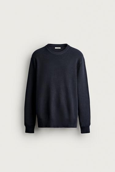 ДЖЕМПЕР КЛАССИЧЕСКОГО КРОЯ ИЗ ТРИКОТАЖА — МОРСКОЙ СИНИЙ от Zara