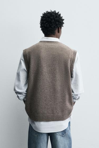GILET EN MAILLE LAINE - brun de Zara - Image 2