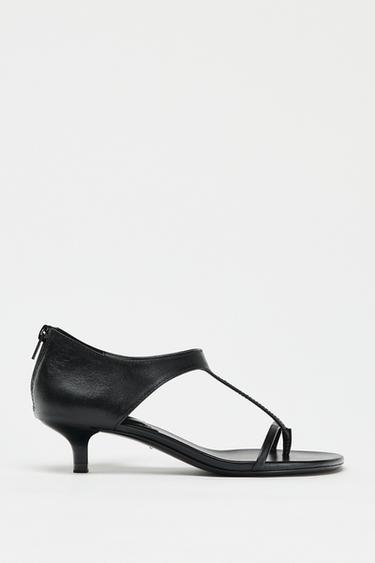 SANDALIA TACÓN KITTEN PIEL - Negro de Zara