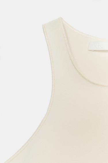 ROBE HALTER STRETCH - Écru de Zara - Image 5