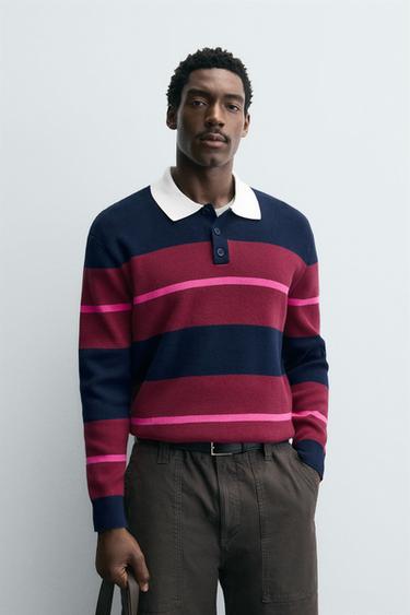 STRIPED KNITTED POLO SHIRT - striped by Zara