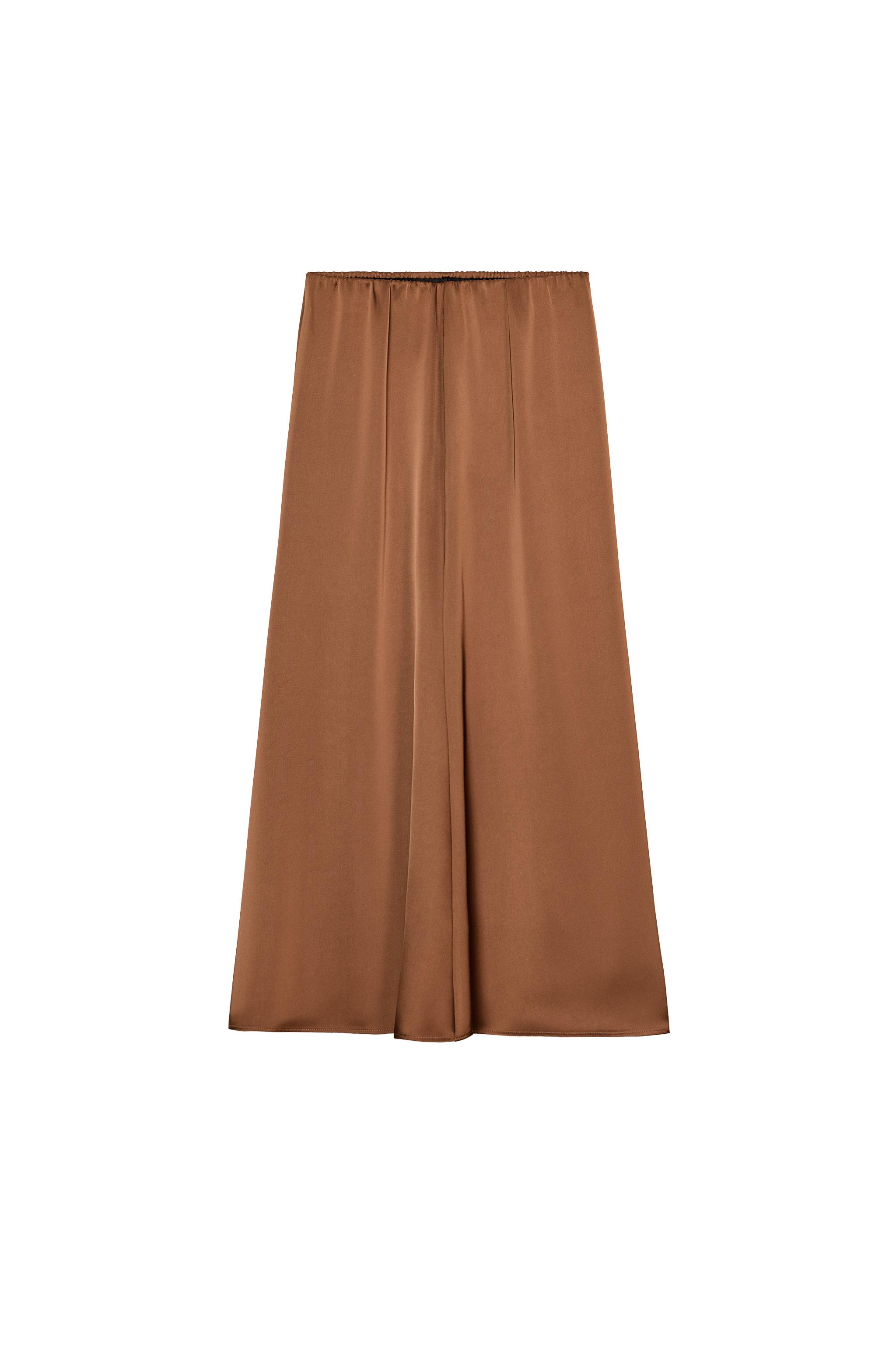 SATIN MIDI SKIRT - Caramel | ZARA United States