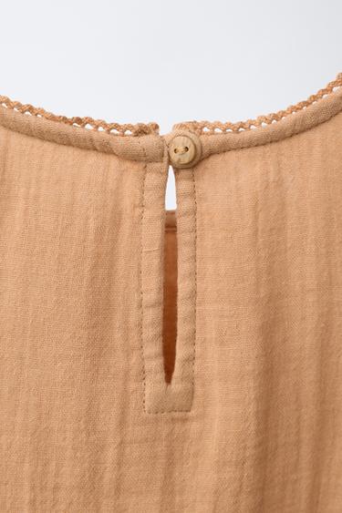 EMBROIDERED FLORAL TEXTURED BLOUSE - Caramel by Zara - Image 3