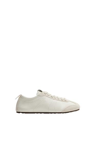 Zara LEATHER SNEAKERS - White