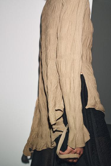 Zara RUCHED KNIT TOP - Mink