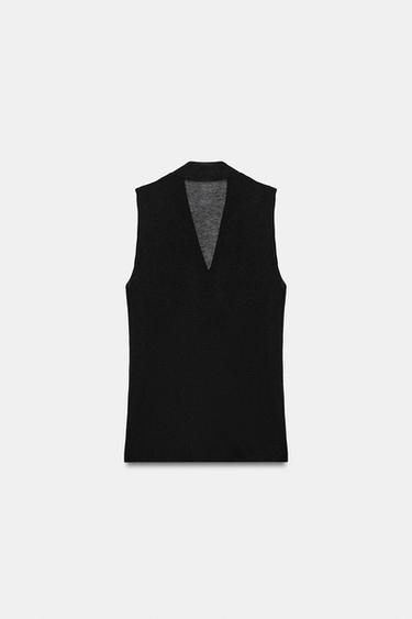 Zara KNIT WRAP TOP - Black
