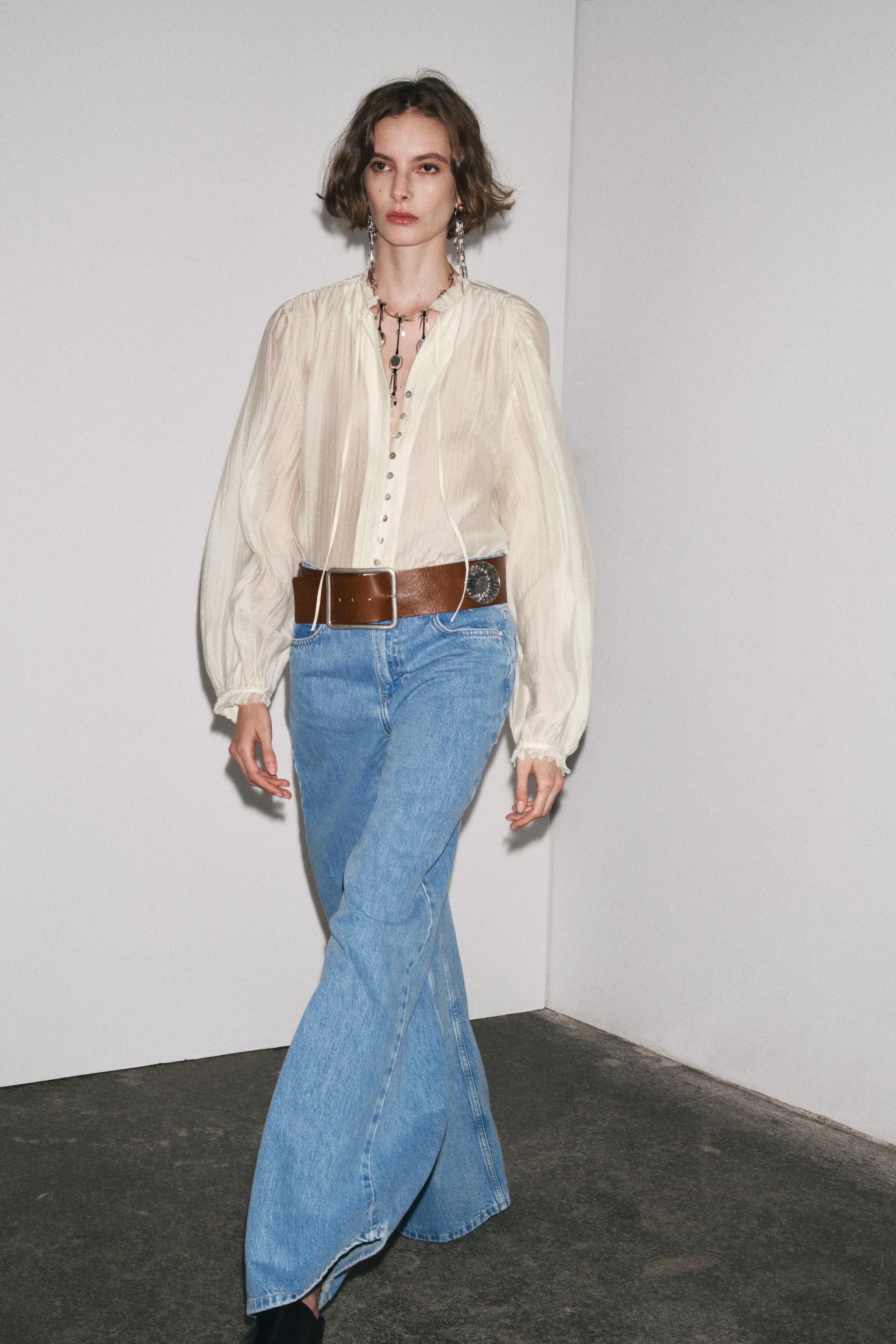ZW COLLECTION FLOWY SHIRT - Ecru | ZARA United States