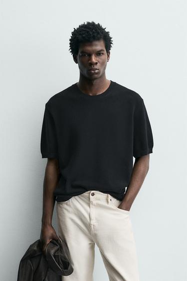 Zara 寬鬆針織 T 恤 - 海藍色