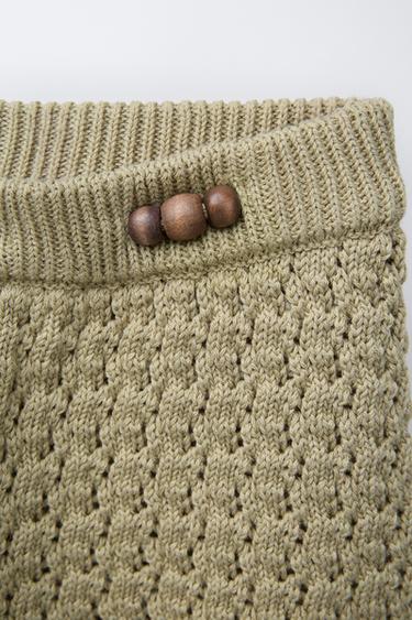 BEADED KNITTED BERMUDA SHORTS - Light khaki by Zara - Image 2