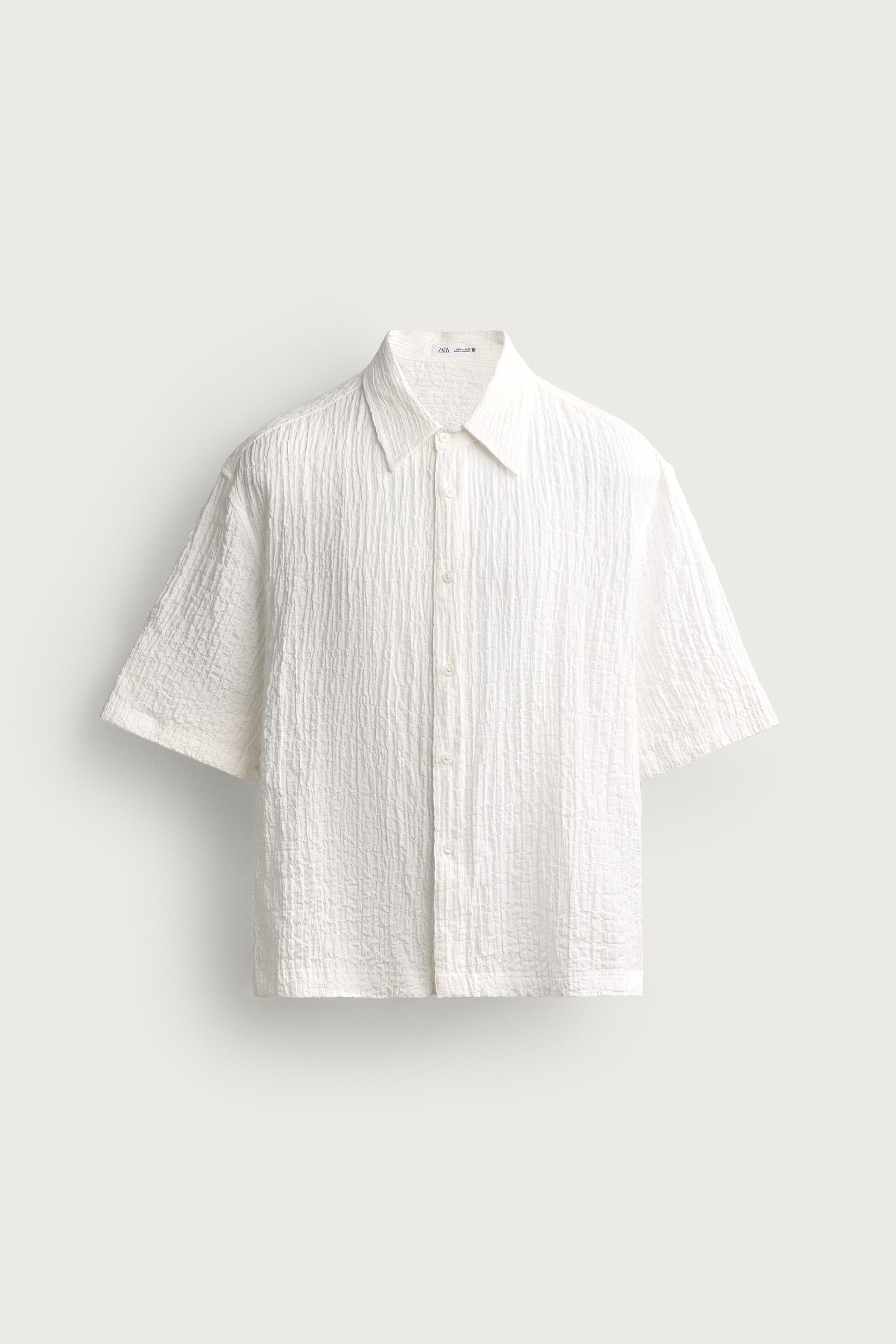 TEXTURED RELAXED FIT SHIRT — Oyster-white