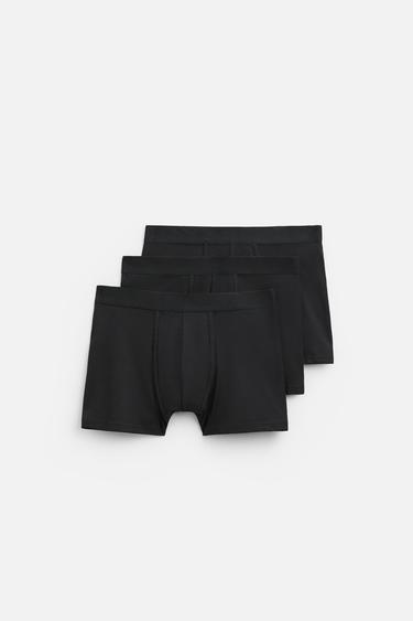 НАБОР ИЗ ТРЕХ БАЗОВЫХ ТРУСОВ-БОКСЕРОВ — ЧЕРНЫЙ от Zara — изображение 0