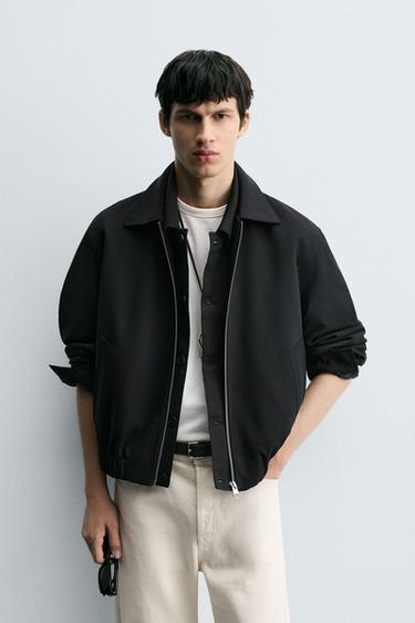 VESTE STRUCTURÉE EN TWILL - Bleu marine foncé de Zara - Image 1