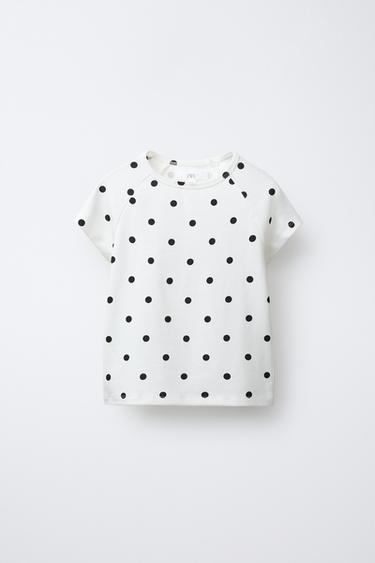 POLKA DOT T-SHIRT WITH MODAL - White by Zara