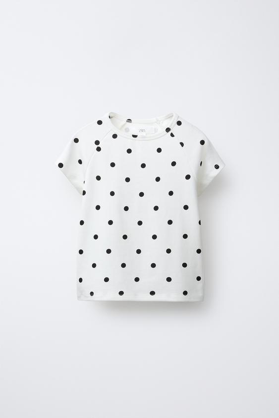 CAMISETA TOPOS CON MODAL - Blanco de Zara - Imagen 0