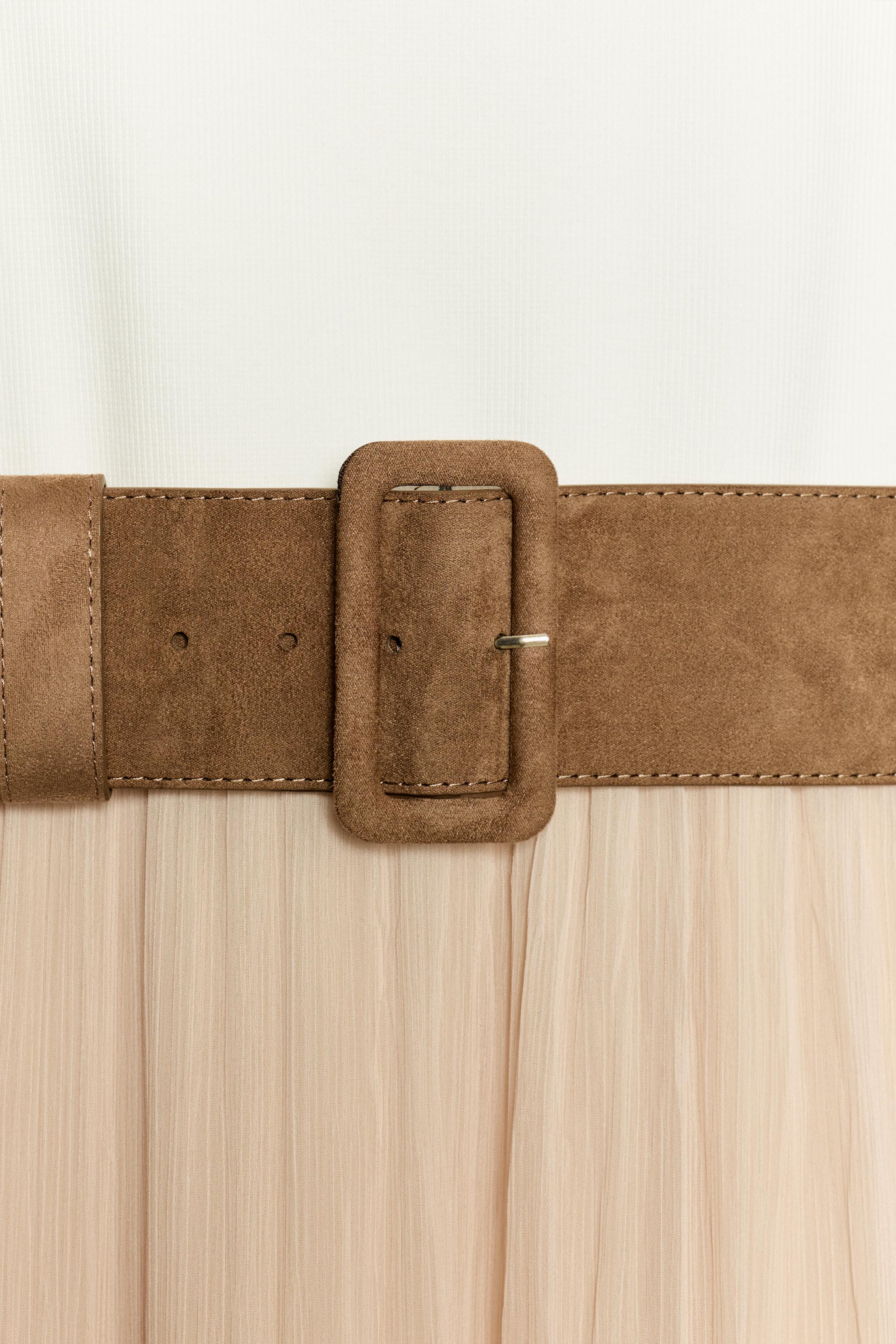 COMBINED MIDI BELTED DRESS