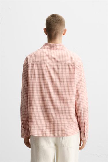COTTON/VISCOSE CHECK SHIRT - Pink by Zara - Image 2