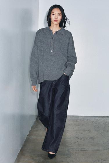 POLO 95% LAINE EN MAILLE LISSE - Gris de Zara - Image 0