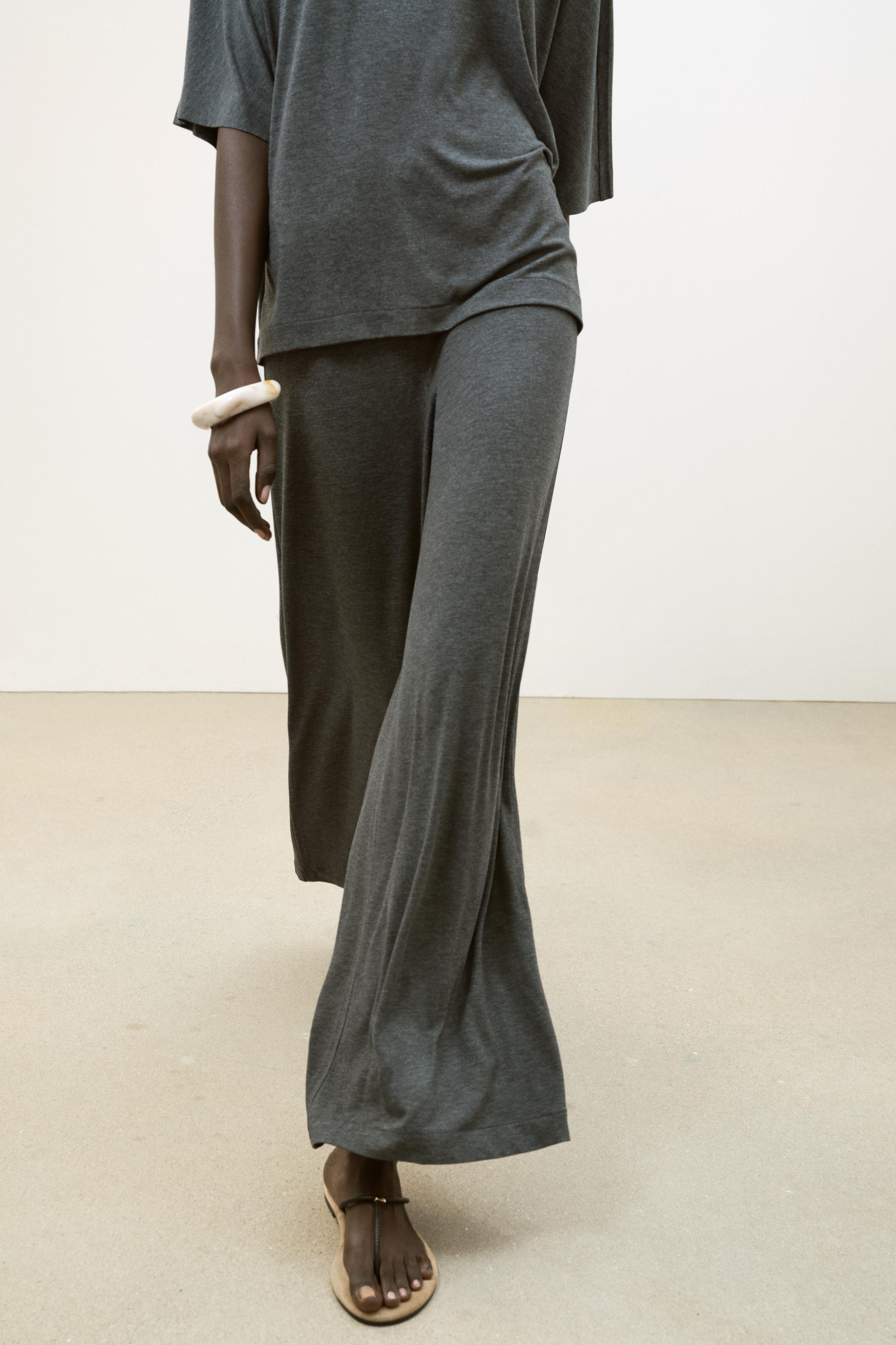 FLOWING PALAZZO TROUSERS — Mid-grey