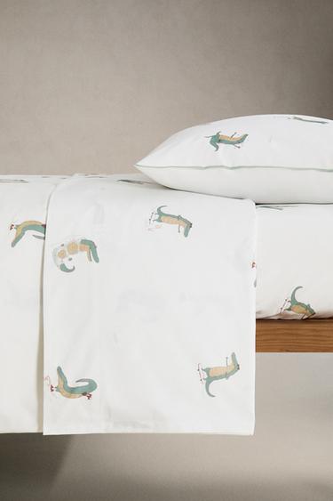 CHILDREN'S CROCODILE FLAT SHEET - Greenish by Zara - Image 3