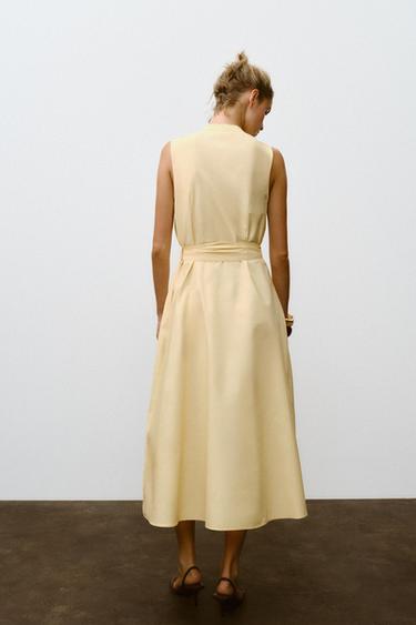 ROBE MIDI EN POPELINE AVEC CEINTURE - Bis de Zara - Image 5