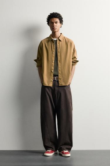 Zara BALLOON FIT SEAMED PANTS - Brown - Image 0