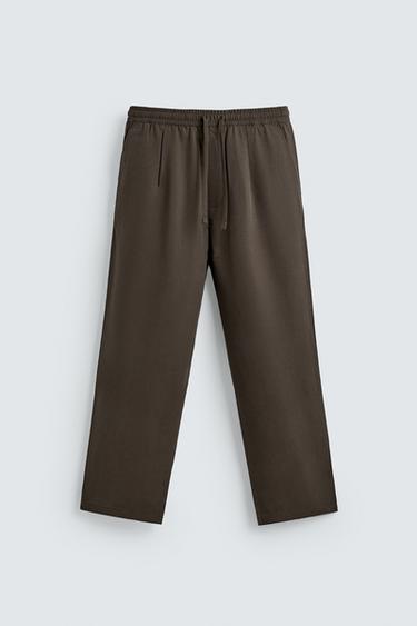 REGULAR FIT 100% LYOCELL TROUSERS - Brown / Taupe by Zara