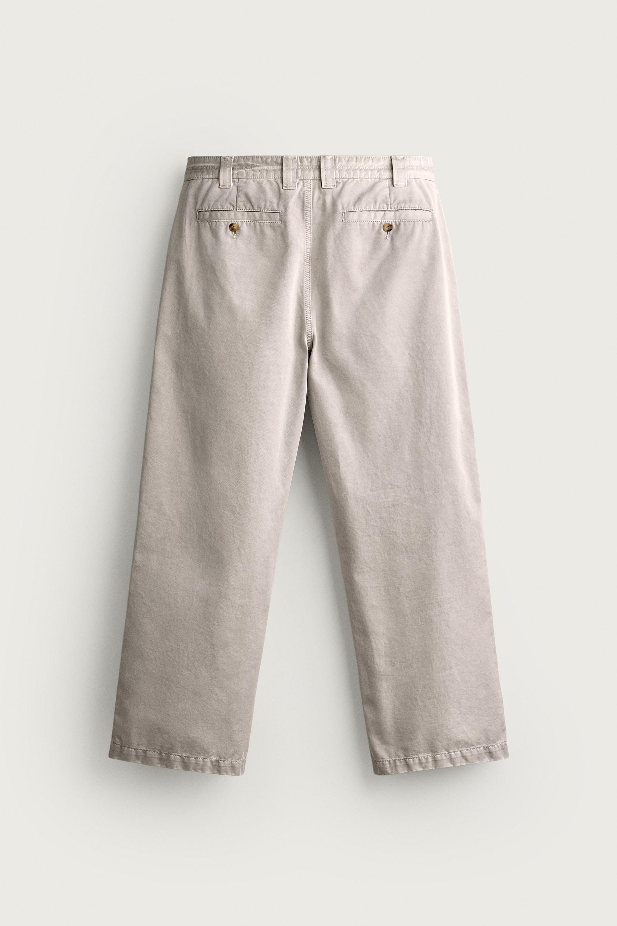 Мужские брюки Zara VINTAGE WASH EFFECT STRAIGHT FIT CHINO PANTS — фото 7