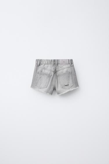 RIPPED DENIM BERMUDA SHORTS - Grey by Zara