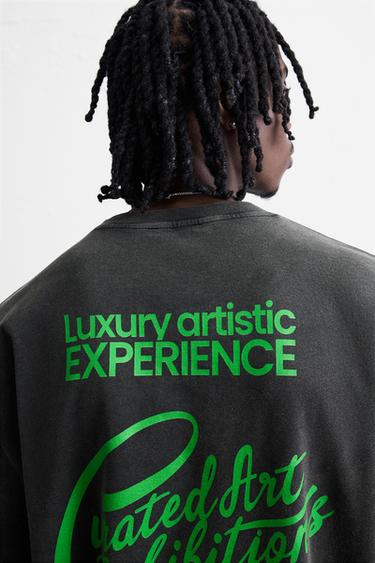 WASHED TEXT T-SHIRT - Anthracite grey by Zara - Image 5