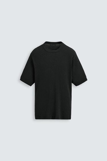CAMISETA PUNTO JACQUARD - Negro de Zara