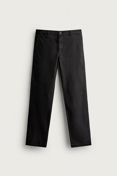 SLIM FIT CHINOS - Black by Zara