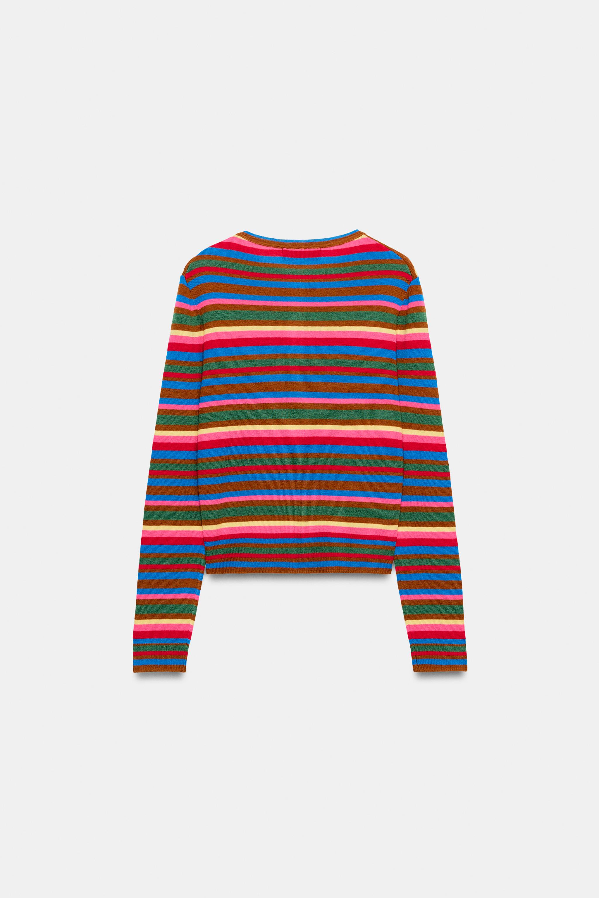 Zara ÇİZGİLİ TRİKO HIRKA görsel 6