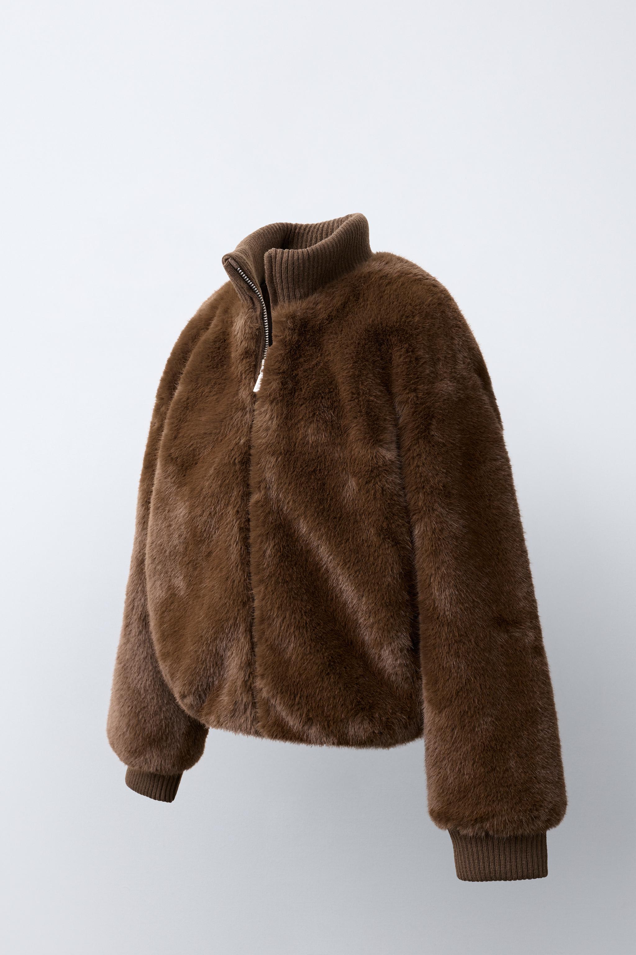 FAUX FUR-EFFECT JACKET - Chocolate | ZARA United States