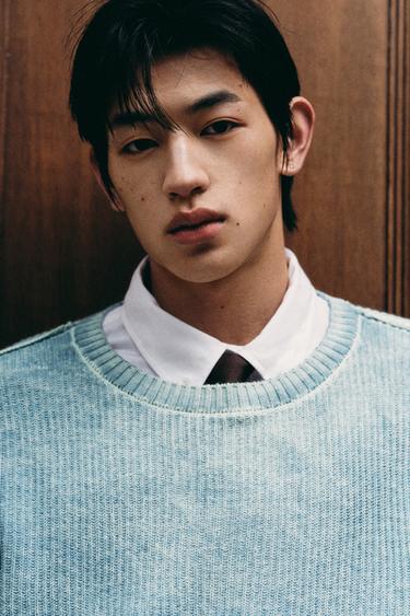 Zara 雙面休閒版針織衫 - 淡藍色