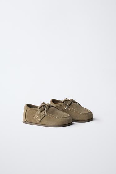 LEATHER BAREFOOT BOAT SHOES — Khaki Green 2