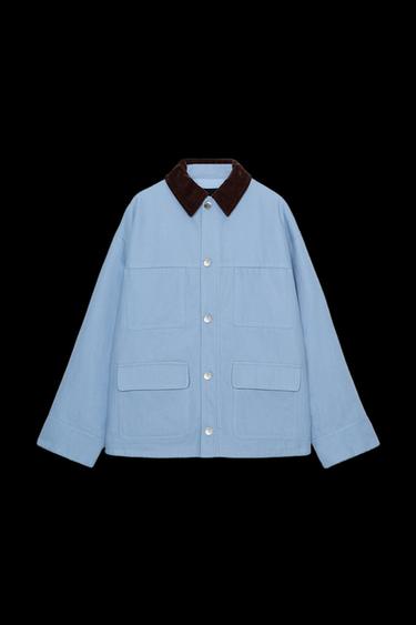 CAÇADORA EMBUATADA AMB COLL COMBINAT - Celeste de Zara - Imatge 0