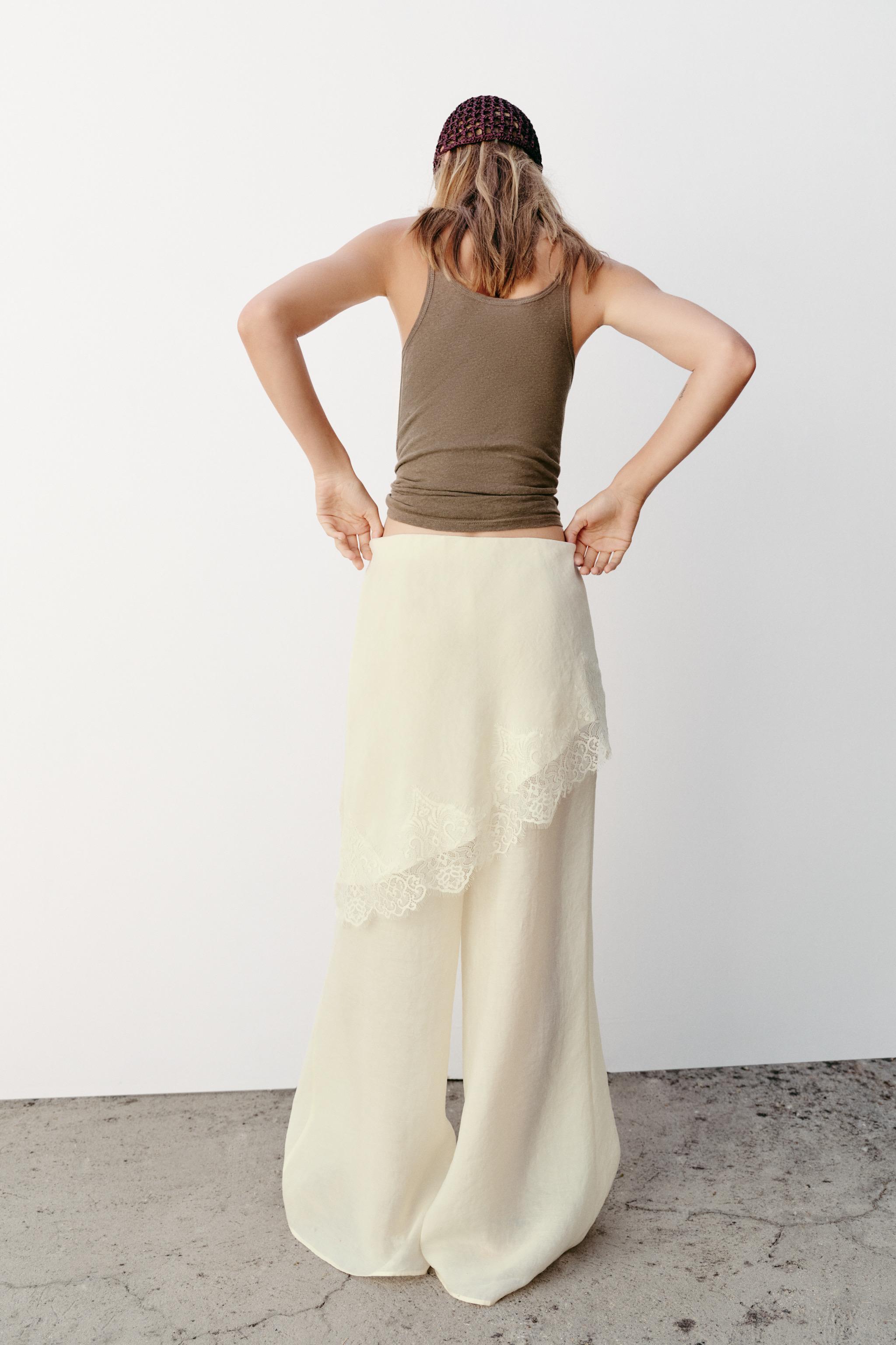 WIDE LEG PAREO PANTS WITH LACE