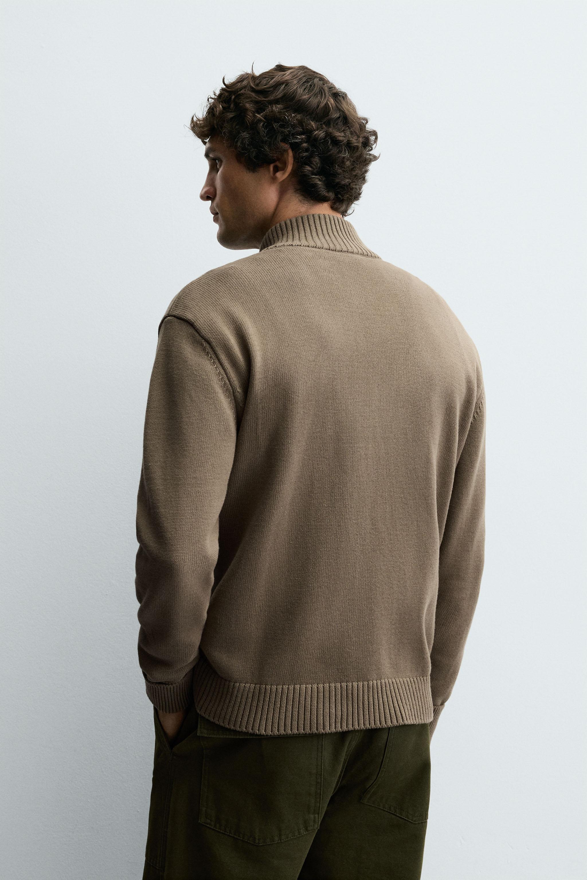 ZIP-UP KNIT CARDIGAN - Moss green | ZARA United States