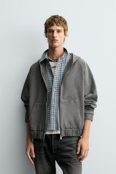 Zara BOXY FIT HOODIE SWEATSHIRT - Dark anthracite