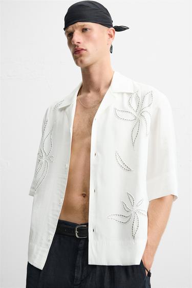 CHEMISE BRODERIE AJOURÉE - Blanc de Zara - Image 4
