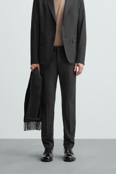 Zara STRETCH SUIT PANTS - Anthracite Gray