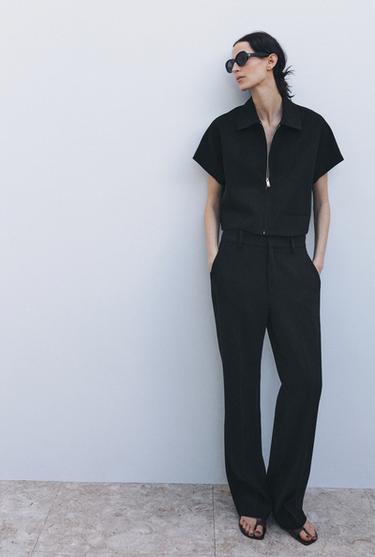 Zara ZW COLLECTION STRAIGHT-CUT JACKET AND PANTS SET - Yellow - Image 0