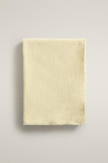 COTTON BLANKET WITH FRINGING — Yellow 1