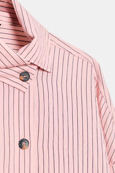 CAMISA CUELLO SUBIDO RAYAS - Rosa de Zara