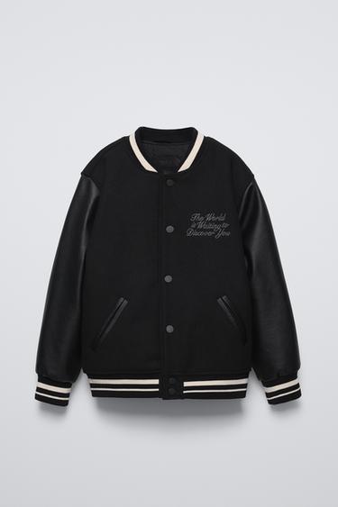 COMBINED LEATHER EFFECT BOMBER JACKET - Black by Zara