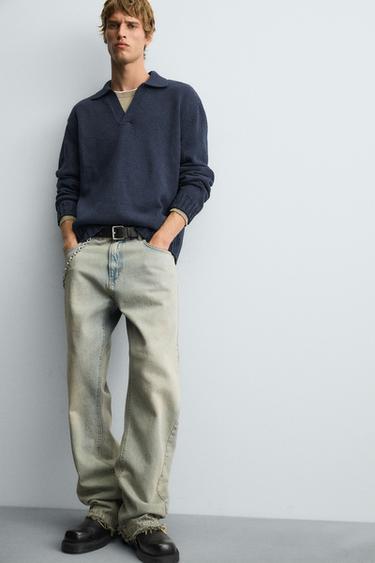 DISTRESSED KNIT POLO SHIRT - Indigo by Zara - Image 5