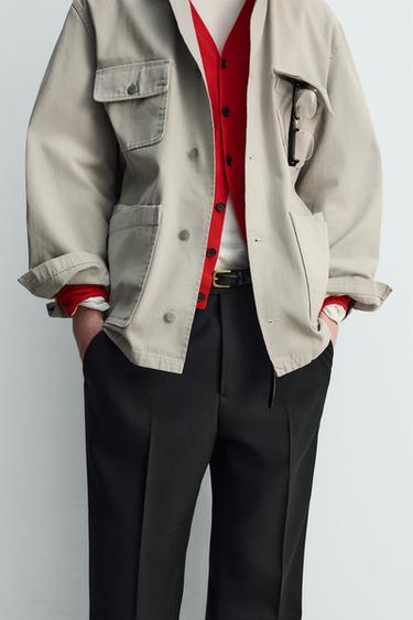 WOOL BLEND STRAIGHT-LEG TROUSERS - Black by Zara - Image 4